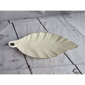 Lenox Leaf Dish 10.25" long x 4.25" wide 24K Silver Trim Ivory China